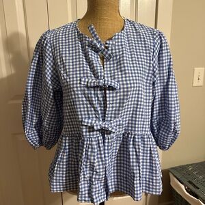Blue Gingham Women's Top